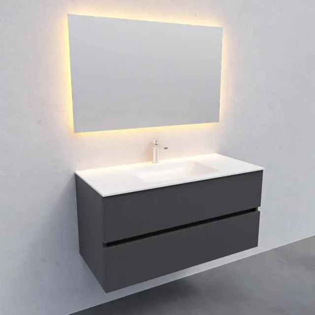Boss & Wessing Badkamermeubel Solid Surface AQS Oslo 100x46 cm Midden Mat Antraciet Boss & Wessing
