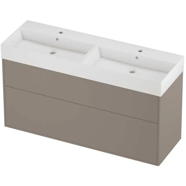 Proline Zara Badmeubelset Porselein Loft 2 Laden 140x46x78 cm Glans Wit Clay Beige