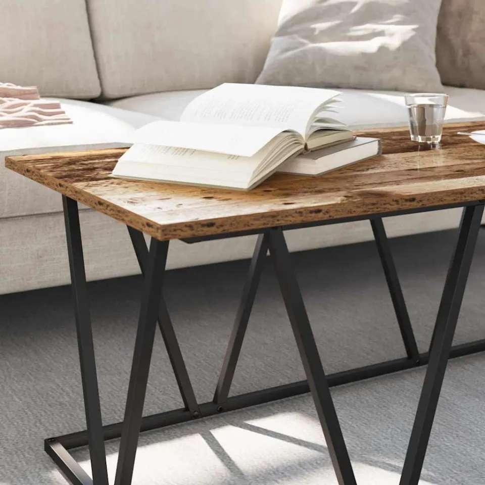 vidaXL Salontafel Oud Hout 100 x 50 x 40 cm Bewerkt hout en metaal bruin, foto 4