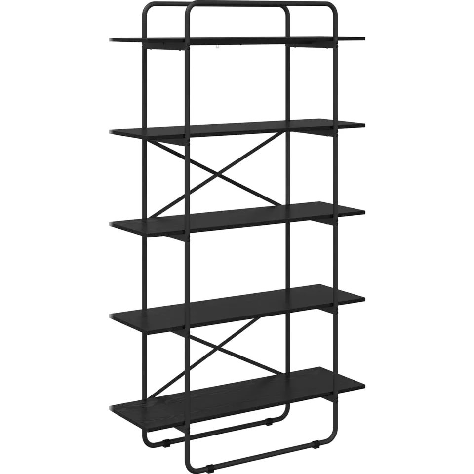 vidaXL Boekenrek 5-laags 100 x 35 x 175,5 cm Bewerkt hout Zwart eiken, foto 3