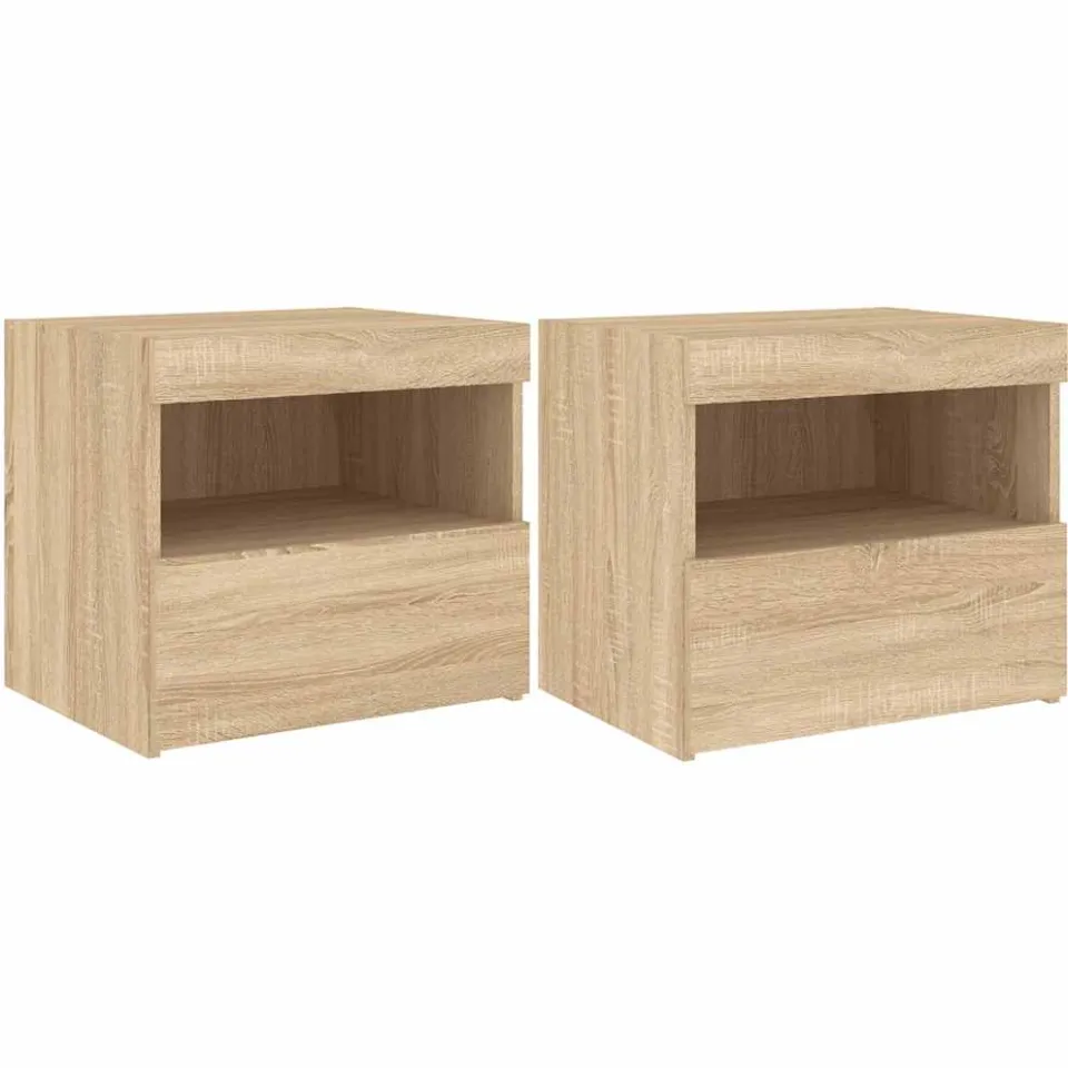 vidaXL Nachtkastjes met LED 2 st 50x40x45 cm sonoma eikenkleurig Bruin