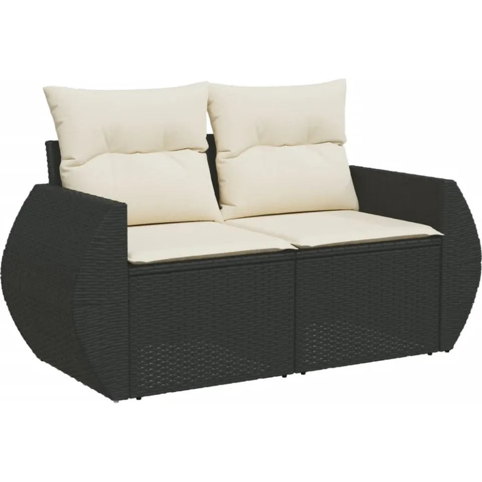 vidaXL 8-delige Loungeset met kussens poly rattan zwart