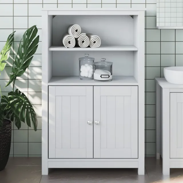 vidaXL Badkamerkast BERG 69,5x34x110 cm massief grenenhout wit, foto 2