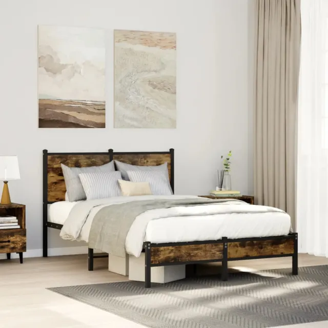 vidaXL Bedframe zonder matras metaal gerookt eikenkleurig 120x200 cm