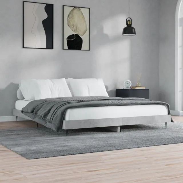 vidaXL Bedframe bewerkt hout betongrijs 120x200 cm