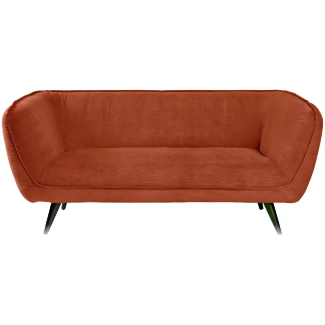 Vega Bank Kelso ribstof, 3-zits; 183x88x76 cm (BxDxH); zitting terracotta, frame zwart