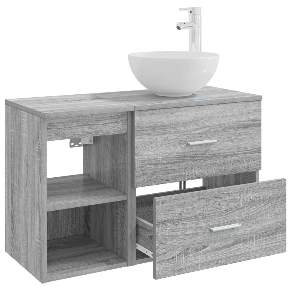 vidaXL Badkamerkastenset 2 st Grijs Sonoma 79,5 x 35 x 80 cm, foto 4