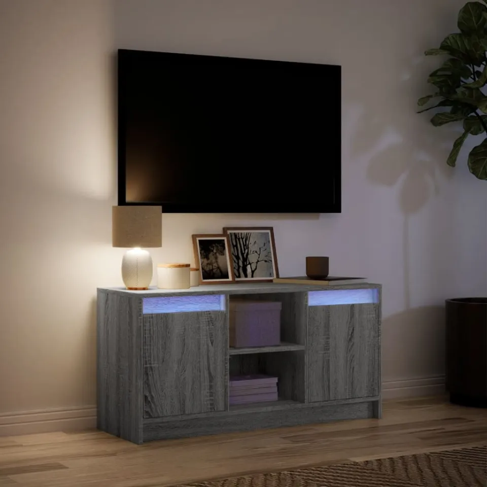 vidaXL Tv-meubel met LED 100x34x50 cm bewerkt hout grijs sonoma eiken, foto 4
