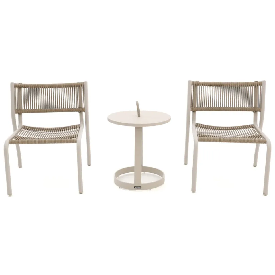 Manifesto Furniture Manifesto Misurina/Salemi lounge balkonset 3-delig stapelbaar Taupe