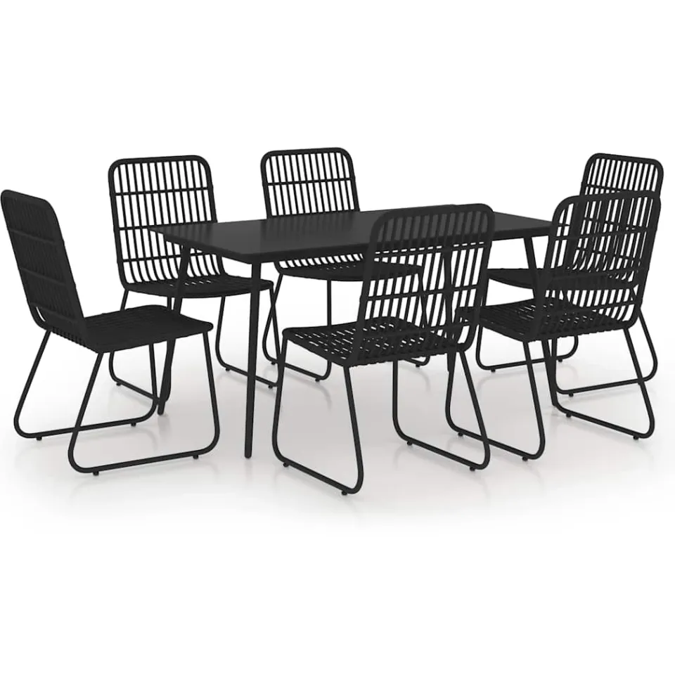 vidaXL 7-delige Tuinset poly rattan en glas zwart, foto 3