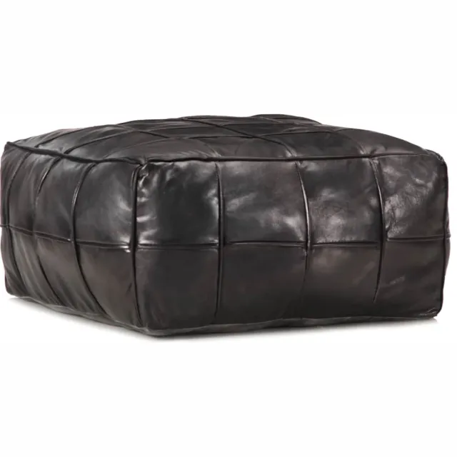 vidaXL Poef 60x60x30 cm echt geitenleer zwart