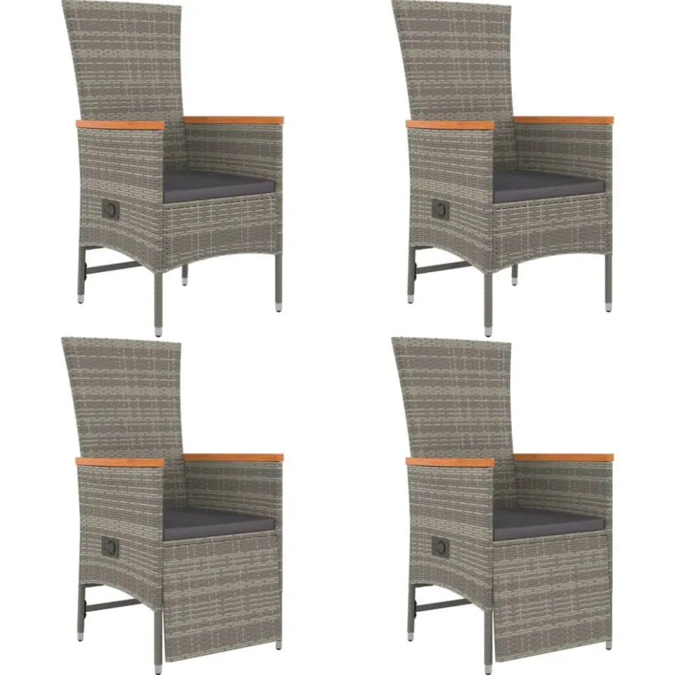 vidaXL 5-delige Tuinset met kussens poly rattan grijs, foto 3