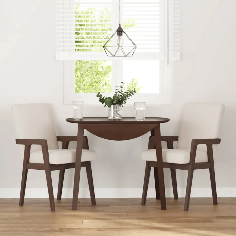 vidaXL Eetkamerstoelen met kussens 2 stuks bruin massief hout rubber, foto 3