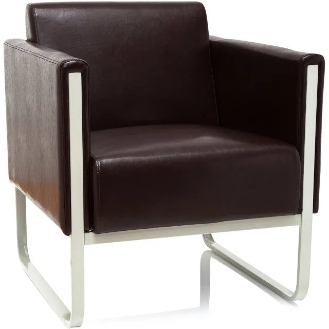 hjh office Lounge stoel ARUBA-frame lichtgrijs kunstleder 1-zits bruin hjh OFFICE