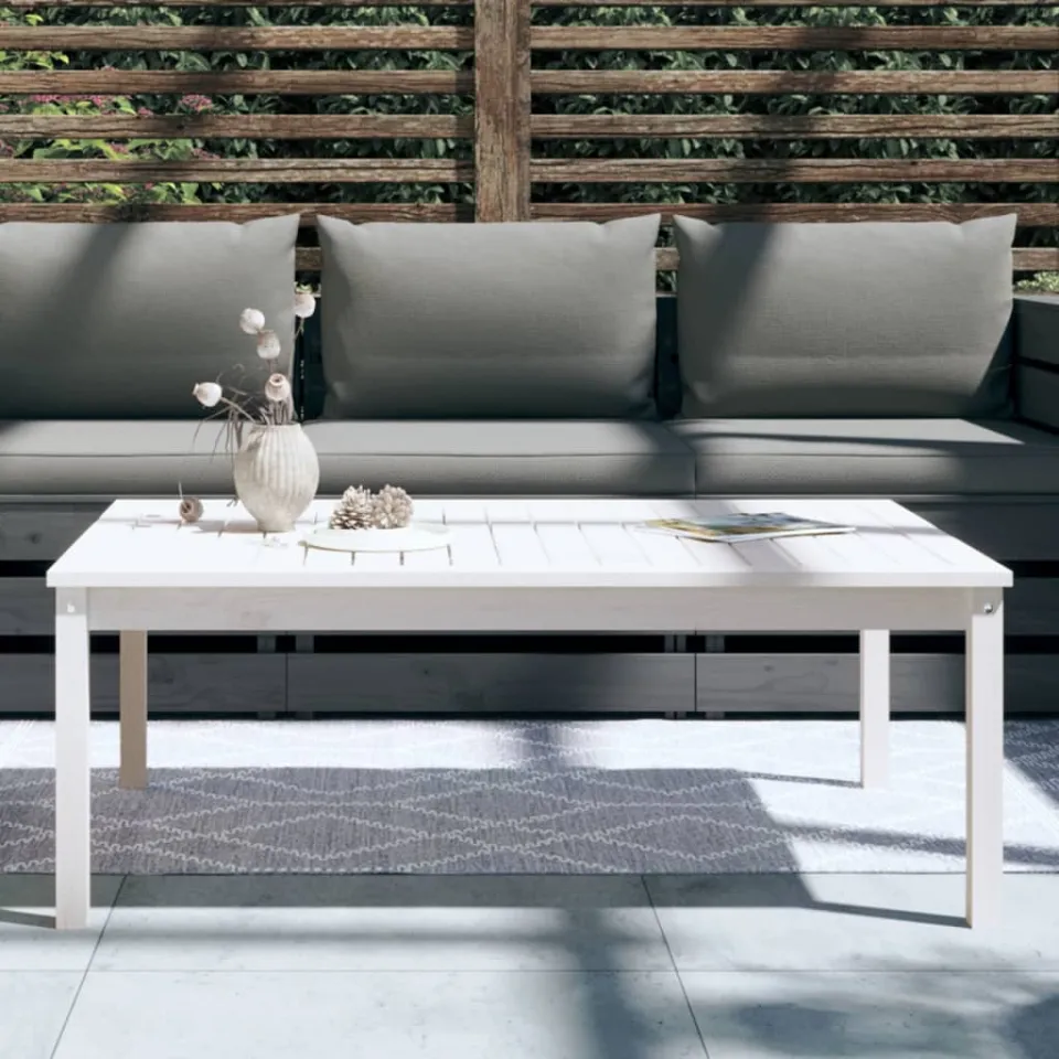 vidaXL Tuintafel 121x82,5x45 cm massief grenenhout wit, foto 3