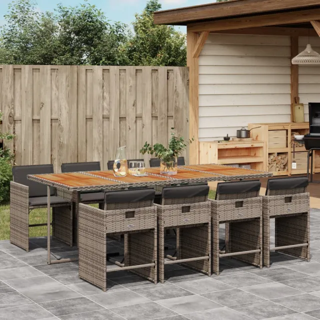 vidaXL 9-delige Tuinset met kussens poly rattan grijs, foto 2