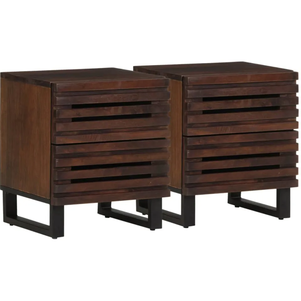 vidaXL Nachtkastjes 2 st 40x34x46 cm massief mangohout bruin, foto 3