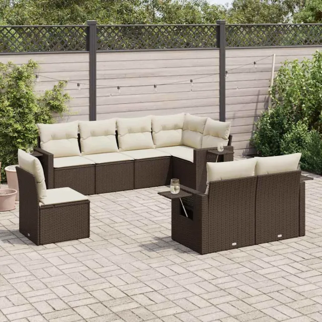 vidaXL 8-delige Loungeset met kussens poly rattan bruin, foto 2