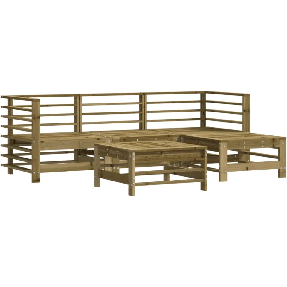 vidaXL 5-delige Loungeset met kussens geïmpregneerd grenenhout Bruin