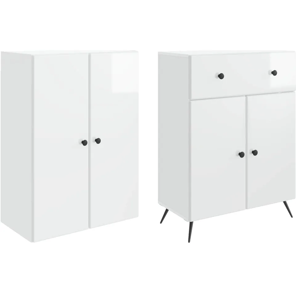 vidaXL Kastenset 2 st Hoogglans Wit 66 x 34.5 x 90 cm Bewerkt hout, foto 4