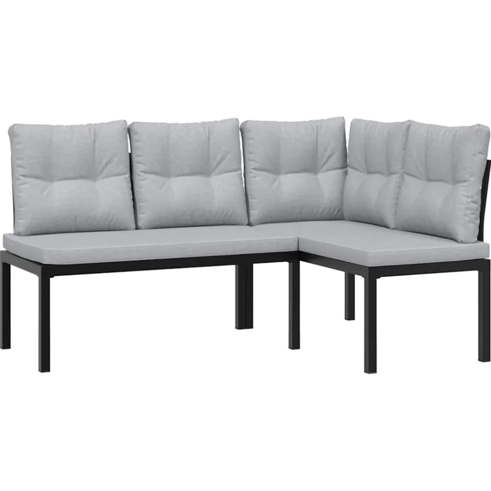 vidaXL 5-delige Loungeset met kussens gepoedercoat staal zwart, foto 3