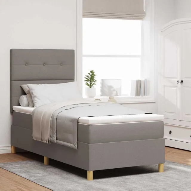 vidaXL LED Box Spring Bed met hoofdeinde Taupe 80 x 200 cm Stof
