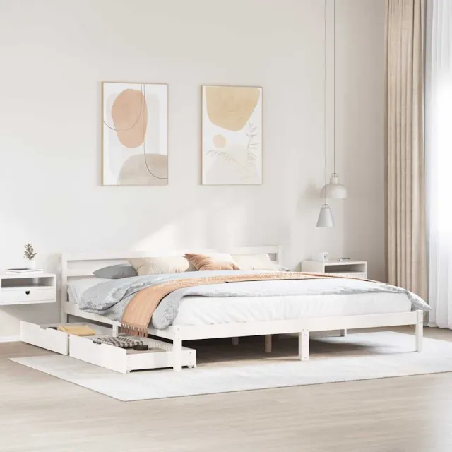 vidaXL Bedframe zonder matras massief grenenhout wit 200x200 cm