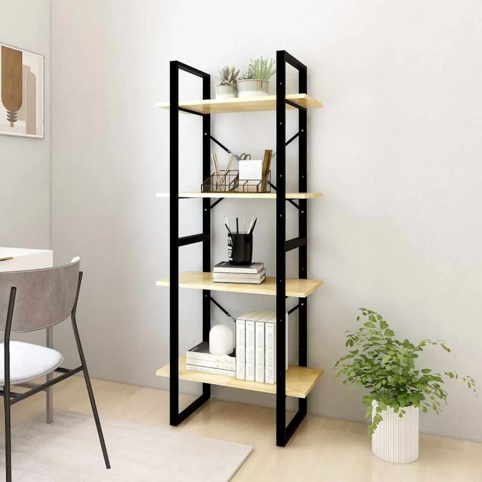 vidaXL Boekenkast met 4 schappen 60x30x140 cm massief grenenhout bruin, foto 3
