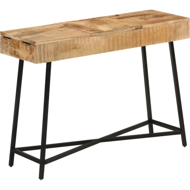 vidaXL Kaptafel 105x35x75 cm massief ruw mangohout en ijzer Bruin