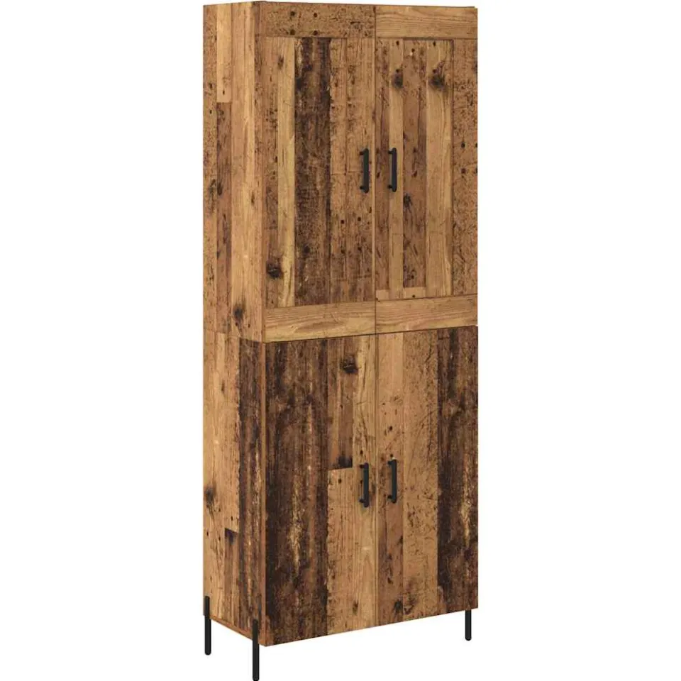 vidaXL Hoge kast 2 st Oud Hout 69,5 x 34 x 180 cm Bewerkt hout bruin, foto 3