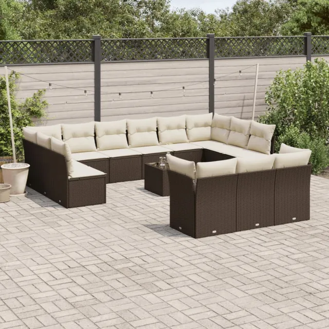 vidaXL 14-delige Loungeset met kussens poly rattan bruin, foto 2