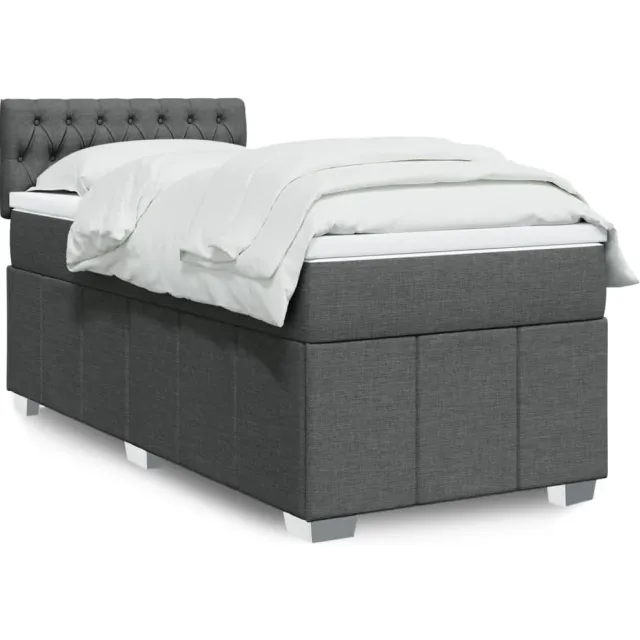 vidaXL Boxspring met matras stof donkergrijs 80x200 cm grijs