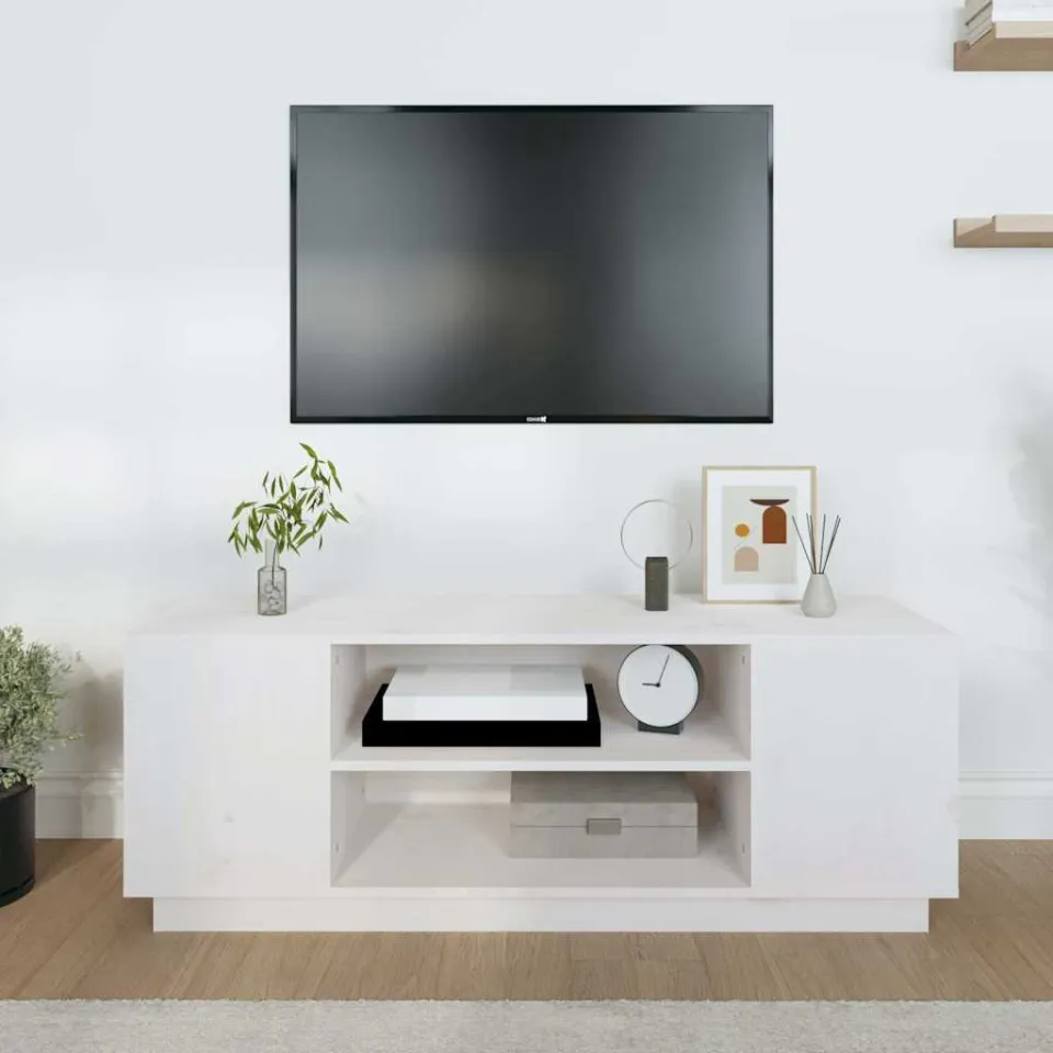 vidaXL Tv-meubel 110x35x40,5 cm massief grenenhout wit, foto 3