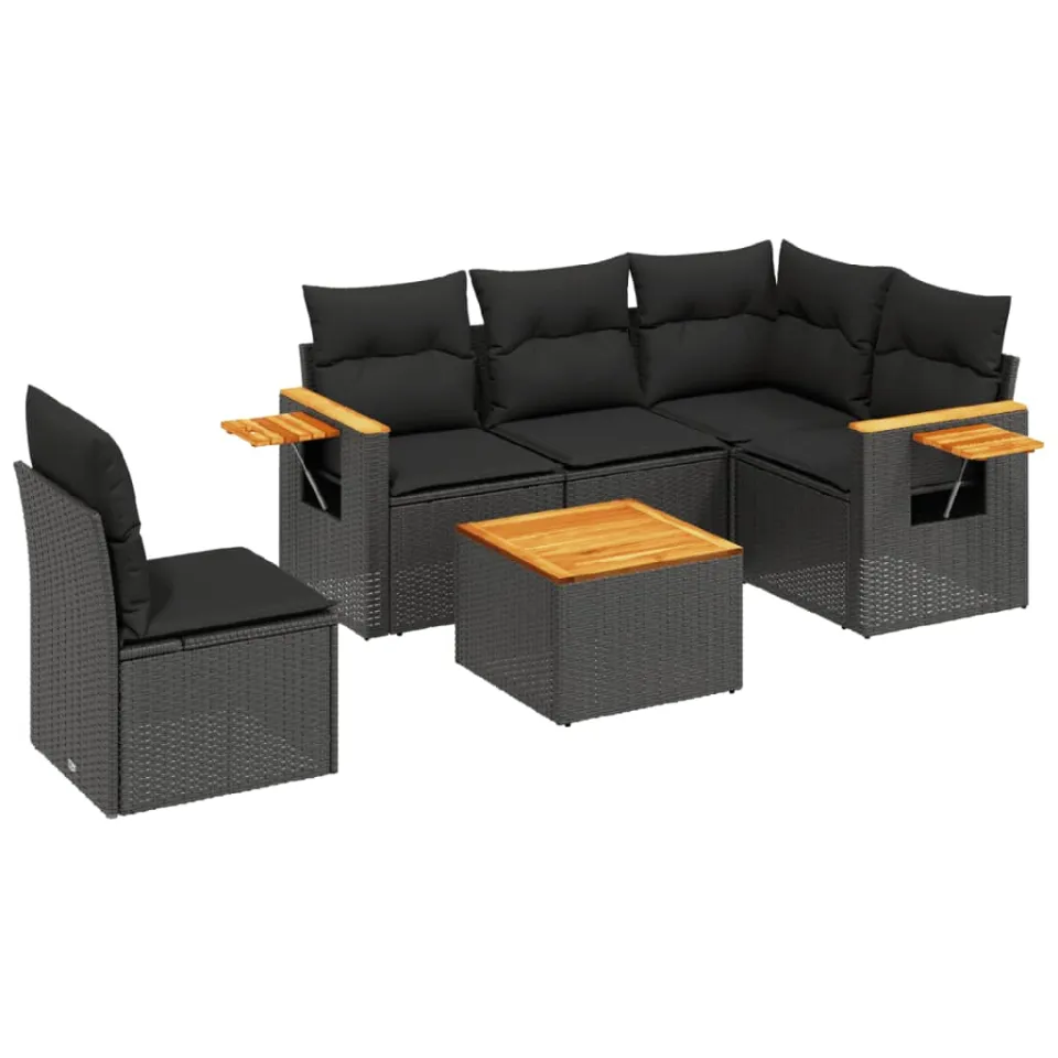 vidaXL Patio Sofa Set 6-zits Black, foto 3