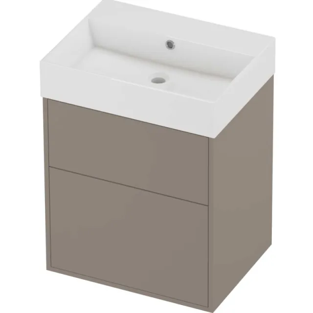Proline Zara Badmeubelset Porselein Loft 2 Laden 60x46x78 cm Glans Wit Clay Beige