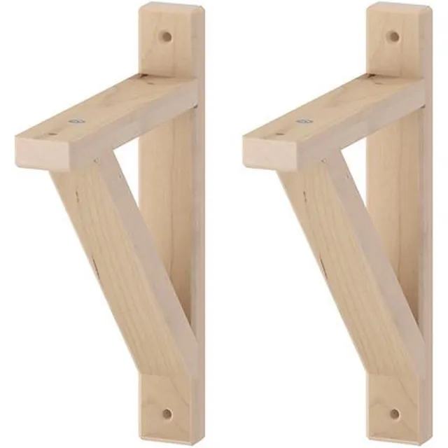 Touwlampshop Houten plankendrager | 3x18x23 cm | 2 stuks Blank