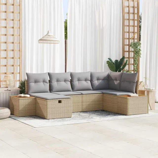vidaXL Tuin Sofa Set Beige poly rattan, foto 2