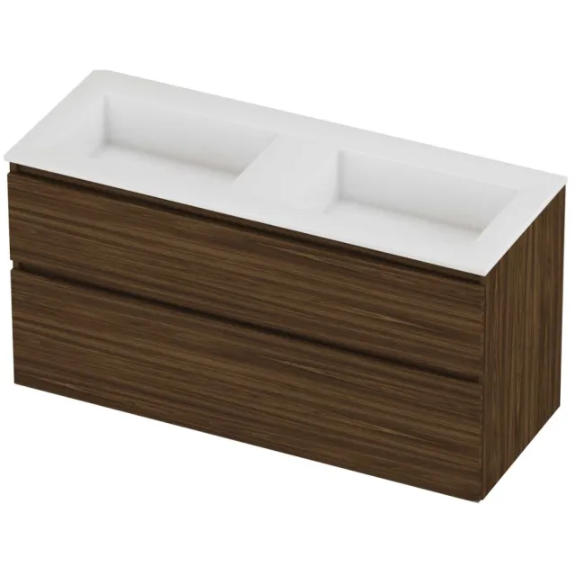 Proline Aristo Badmeubelset Polystone Elegant 120x46x62 cm Glans Wit Cabana Oak Eiken