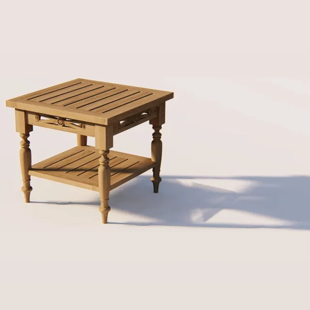 teakea Batavia bijzettafel teak 50 x 50 cm - met legplank Bruin
