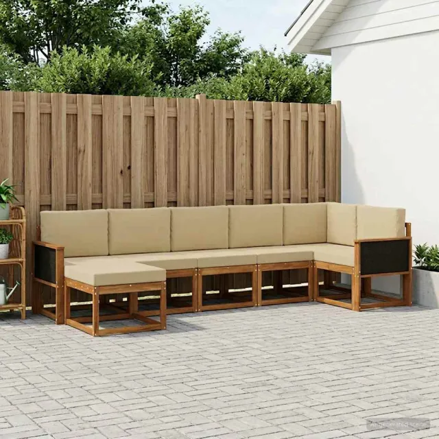vidaXL Buiten bankenset 7 st 7-zits Natuurlijk en Beige