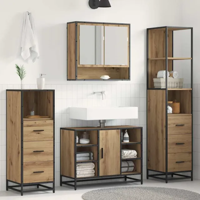vidaXL Badkamermeubelset 3 st Artisan Eiken 35 x 37,5 x 166 cm Bruin