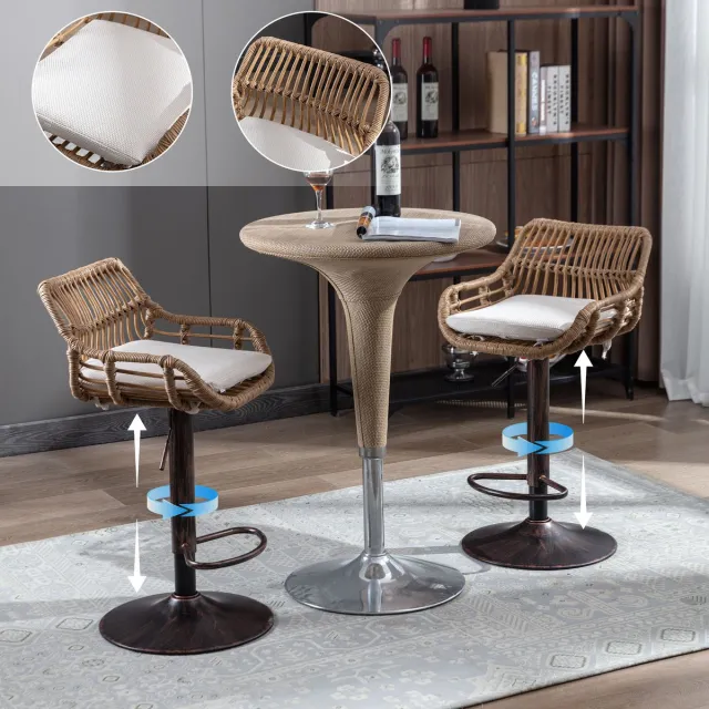 Clruro Eetkamerstoelen - Set van 2 - Stof Gevoerd - Comfortabele Bekleding - Gebogen Houten Poten - Beige
