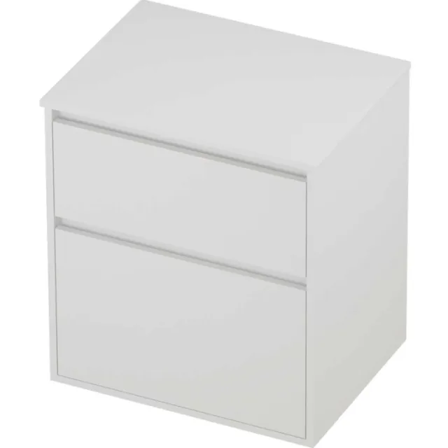 Proline Deck Badmeubelset Greeploos Asymmetrisch Kader 60x46x67 cm Mat White Mat Wit