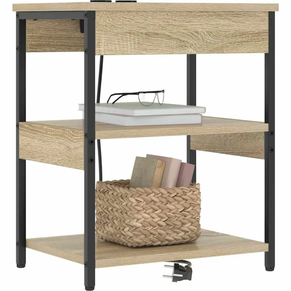 vidaXL Nachtkastje 2 st Sonoma Eiken 41 x 31 x 51 cm Bewerkt hout, foto 3