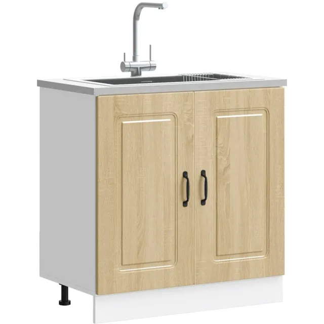 vidaXL Spoelbakonderkast Kalmar 80x46x81,5cm bewerkt hout sonoma eiken Bruin