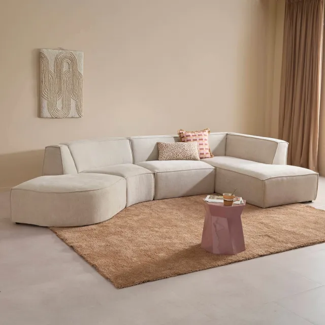NOUS Living hoekbank met ronde hoek Newton - beige, foto 2