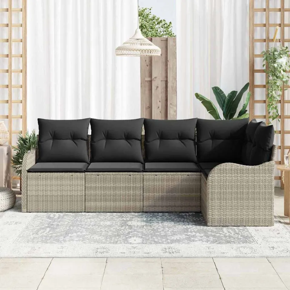 vidaXL Tuin Sofa Set 5 st Lichtgrijs poly rattan
