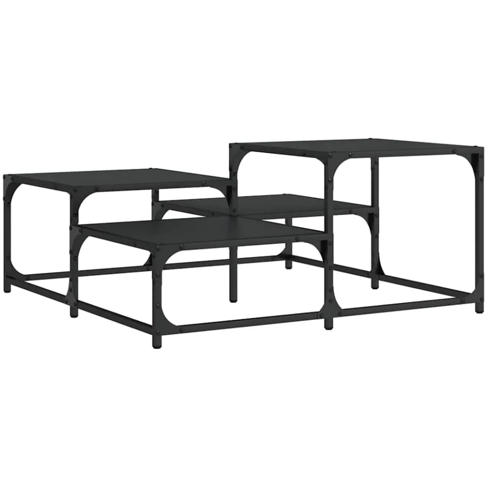vidaXL Salontafel 87,5x87,5x40 cm bewerkt hout zwart, foto 3