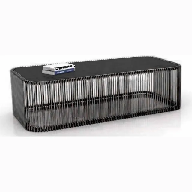 Kare Salontafel Wire Glass Marble Black 145x75cm Zwart