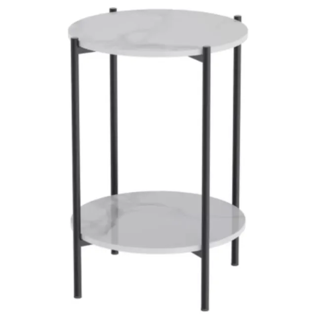 Happiq Bijzettafel Mira - Massieve - Zwart - Salontafel - Woonkamer - Emerald look - Side table - 40cm Wit